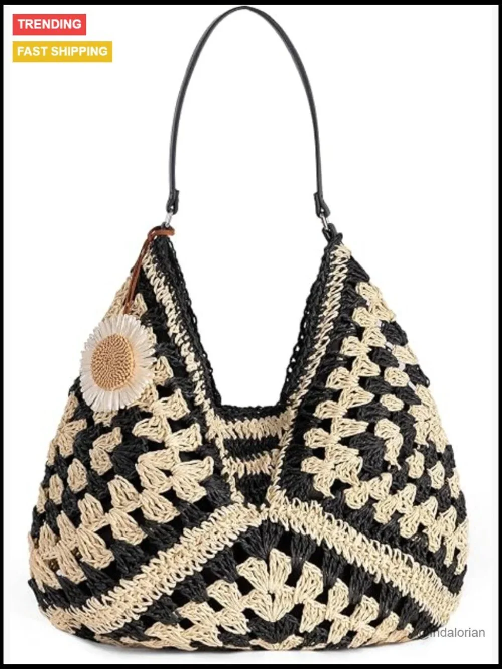 Woven Straw Hobo Shoulder Bag - Lightweight Summer Tote for Beach Travel